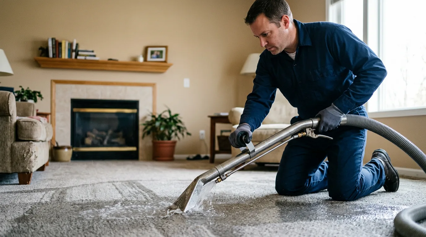Water damage restoration technician working near North Collins, NY